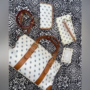 Dooney & Bourke Pebble Leather Satchel, IDholder, Eyeglasses case, and wristlet.